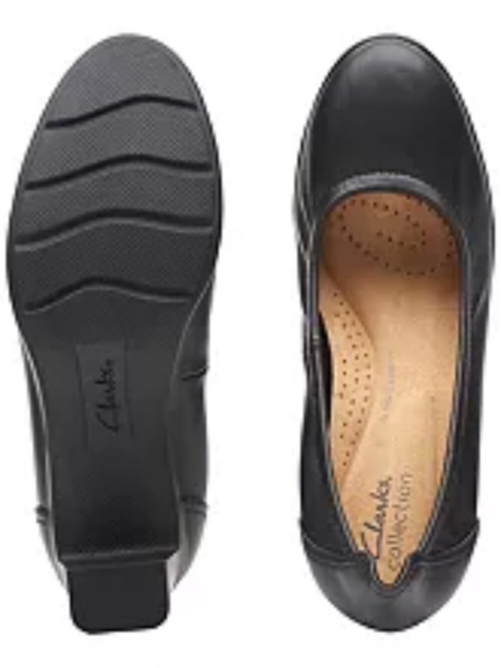 Women's Clarks Neiley Pearl Leather Block Heel Pumps - Black - 9 - NWOT